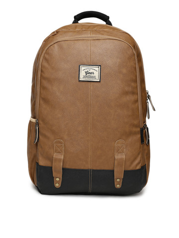 Gear Unisex Tan Solid Laptop Backpack 