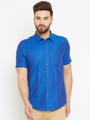 Blackberrys Men Blue Slim Fit Solid Casual Shirt