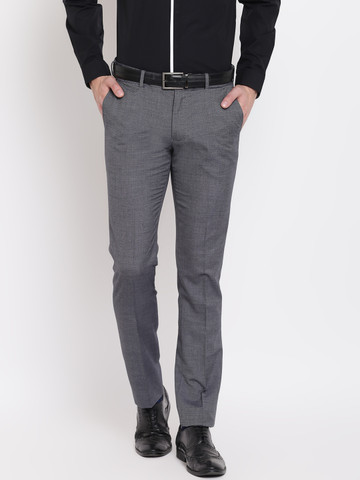 Blackberrys Men Grey Tapered Fit Solid Formal Trousers