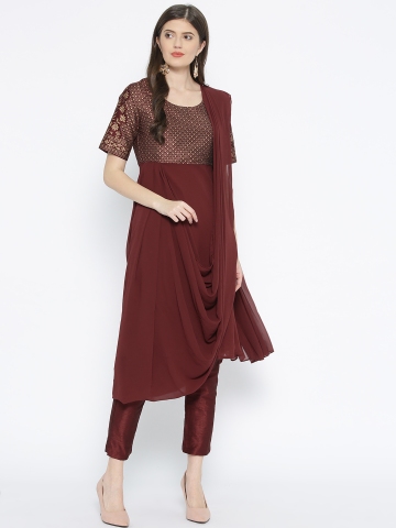 Women Rust Red Satin Culottes  Peacocks