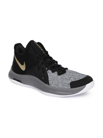 on Nike Unisex Black Mesh Mid-Top Air Versitile III Basketball Shoes on Myntra | PaisaWapas.com