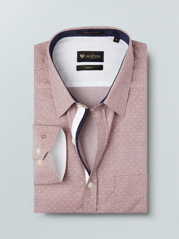 INVICTUS Mauve Printed Slim Fit Formal Shirt