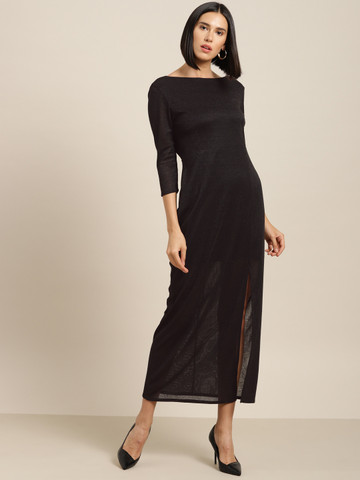 her by invictus Women Black Shimmery Maxi Dress