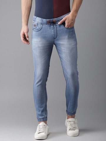Campus Sutra Men Blue Jogger Fit Mid-Rise Clean Look Stretchable Jeans
