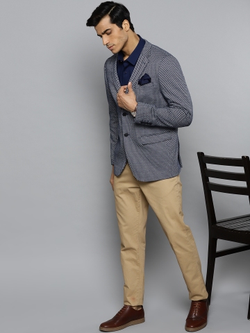 Buy Men Navy Blue Regular Fit Solid Formal Trousers online  Looksgudin