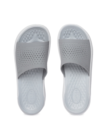 Buy Crocs Unisex Grey Textured Sliders 