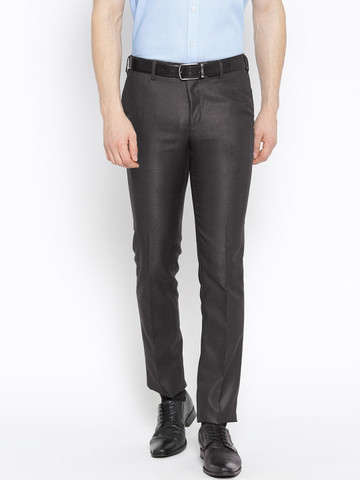 Raymond Men Brown Slim Fit Solid Formal Trousers