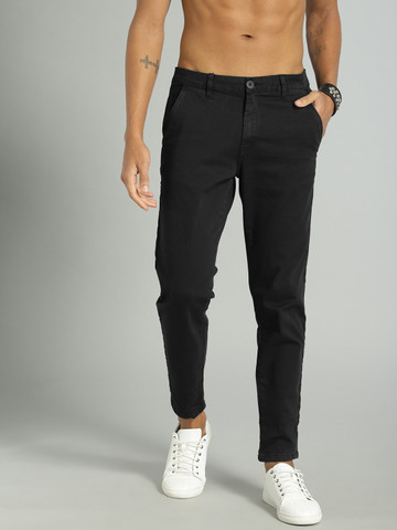 Roadster Men Black Regular Fit Solid Chinos Roadster Men Black Regular Fit Solid Chinos