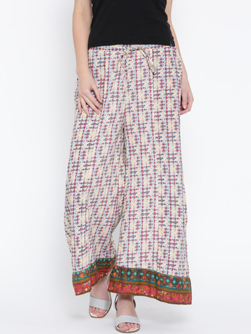 BIBA Multicoloured Printed Palazzo Trousers