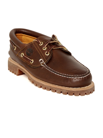 45% OFF on Timberland Men Brown TRAD HS 3 Eye Lug Leather Boat Shoes on