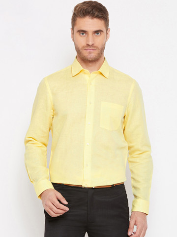 Blackberrys Men Yellow Slim Fit Solid Casual Shirt