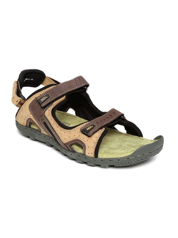 Buy Woodland Men Khaki & Black Leather Sports Sandals - Sports Sandals for  Men 2094361 | Myntra