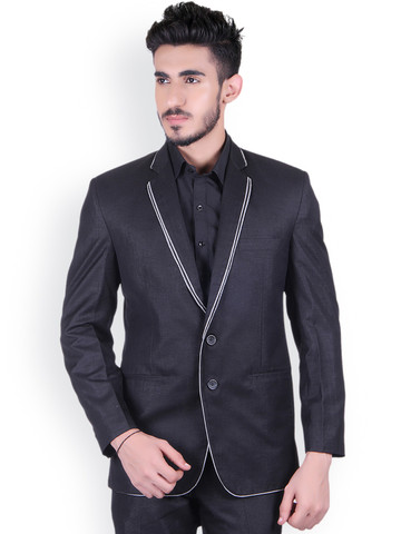 Shaftesbury London Black Regular Fit Linen Party Blazer