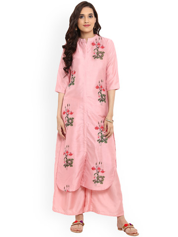 ZIYAA Women Pink Printed Kurta with Palazzos ZIYAA Women Pink Printed Kurta with Palazzos