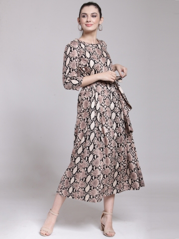 Vaishali Recommends : plusS Women Brown Printed A-Line Dress