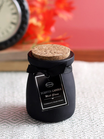 Aapno Rajasthan Black Pristine Scented Glass Candle With Stopper