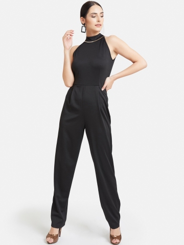 40 OFF on Kazo Women Black Solid Basic Jumpsuit on Myntra