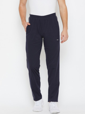 Okane Men Navy Blue Solid Trackpants