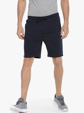 Force NXT Men Navy Blue Solid Regular Fit Regular Shorts