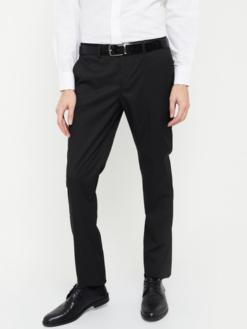 CODE by Lifestyle Men Black Skinny Fit Solid Formal Trousers