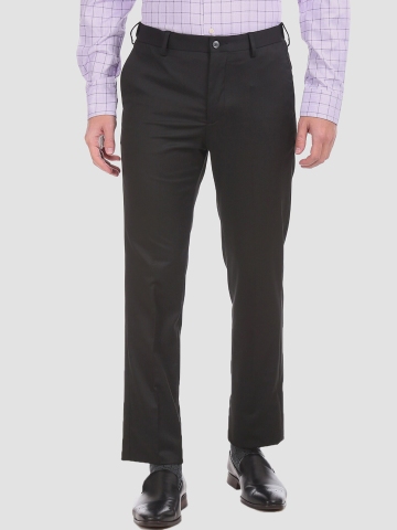 Buy Arrow Black Regular Fit Trousers for Mens Online  Tata CLiQ