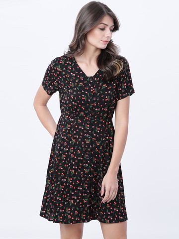 Tokyo Talkies Women Black Printed Fit 