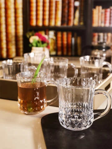 GOODHOMES Transparent Set Of 6 Solid Glass Mugs