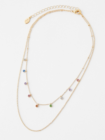 Accessorize Gold-Toned & Blue Metal Gold-Plated Layered Necklace