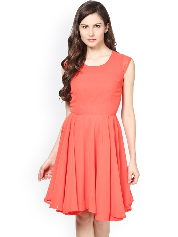 orange fit and flare dress