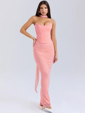 MIAKEE Strapless Top With Skirt & Stole Co-Ords