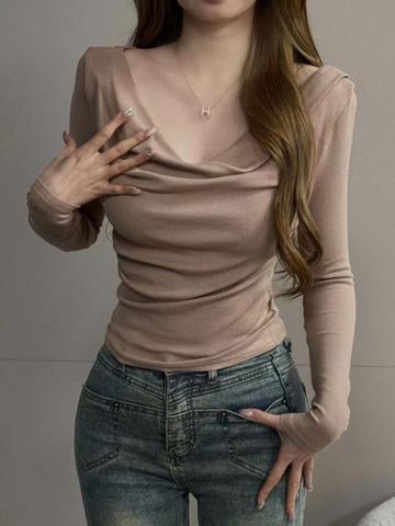 HERE&NOW Women Cowl Neck Extended Sleeves Top