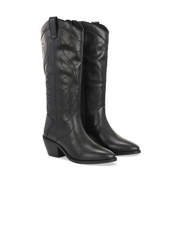 Delize Women Pointed Toe Mid Heel Western Knee High Boots
