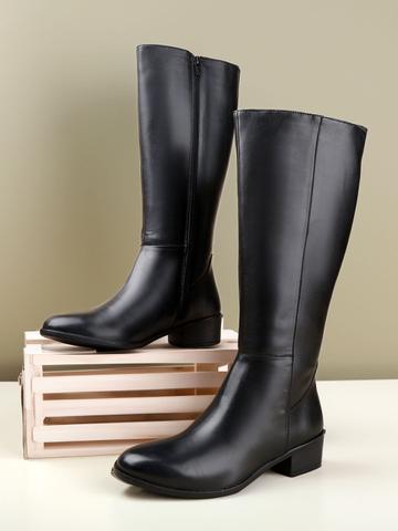 Bxxy Women High-Ankle Knee-Length Zipper Boots