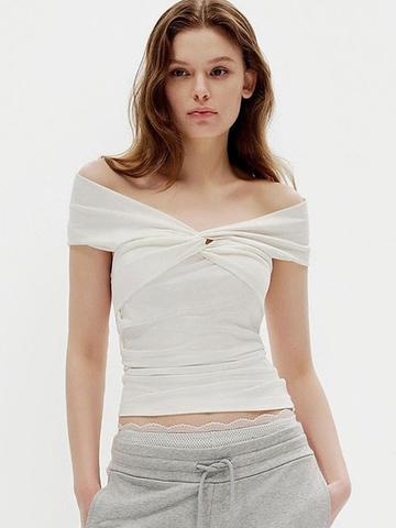 LULU & SKY Women Solid Off-Shoulder Top