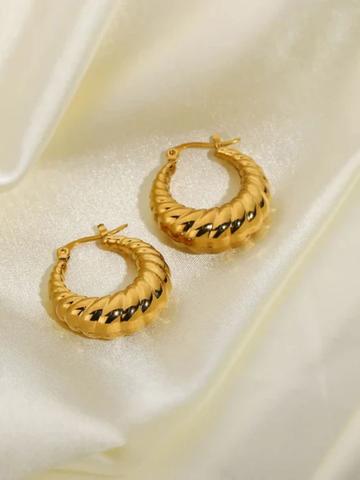 FAB COUTURE Gold-Plated Contemporary Stainless Steel Hoop Earrings