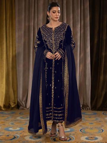 WAZIX Clothing Women Ethnic Motifs Embroidered A-Line Kurta with Trousers & Dupatta