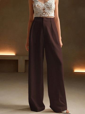 FNOCKS Women Relaxed Pleated High-Waisted Wide-Leg Korean Pants