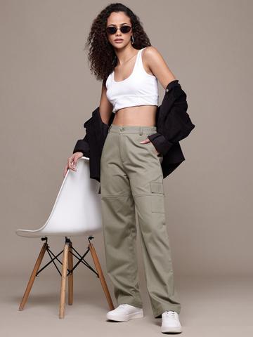 Popnetic Women High-Rise Pure Cotton Regular Fit Cargos