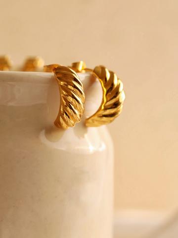 Perfectly Average Women 18K Gold Plated Croissant Studs
