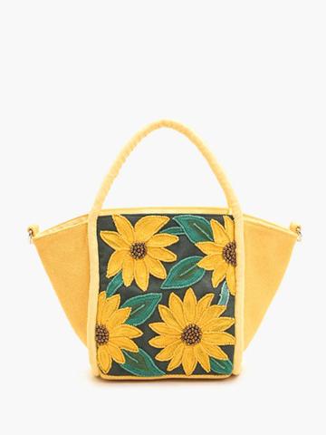 BohoGirl Women Floral Printed Shopper Embroidered Tote Bag
