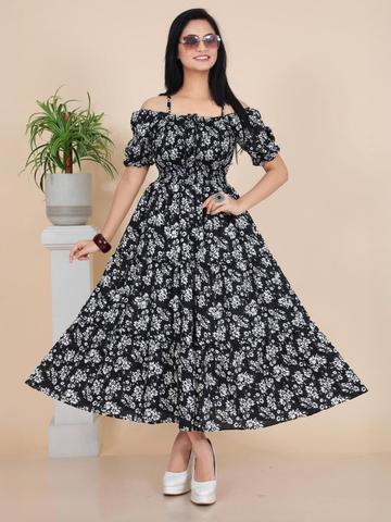 PTVIZE Women Floral Printed Tiered Dress