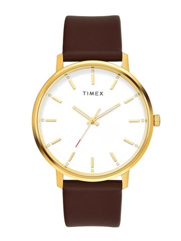 Timex Men Brass Dial & Leather Straps Analogue Watch- TW0TG8019