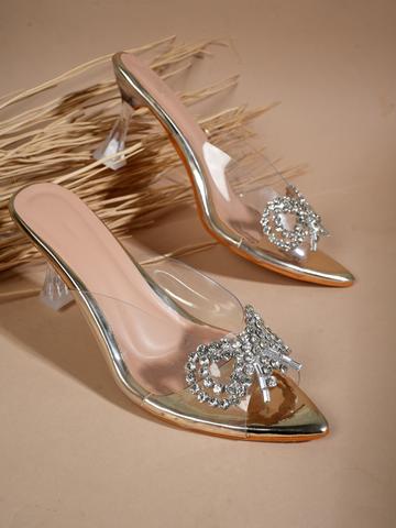 MOZAFIA Women Embellished Block Heel Sandals