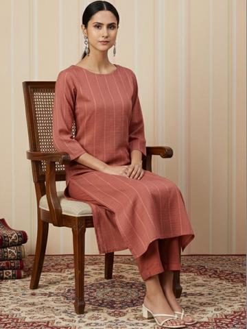 Anouk Mirage Women Striped Regular Kurta with Trousers