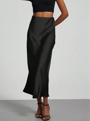 KATECLO A-Line High-Waist Slip Midi Skirts