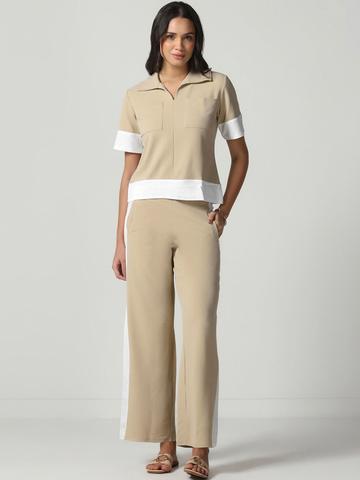 Selvia Edge Shirt Collar Top & Trousers Co-Ords