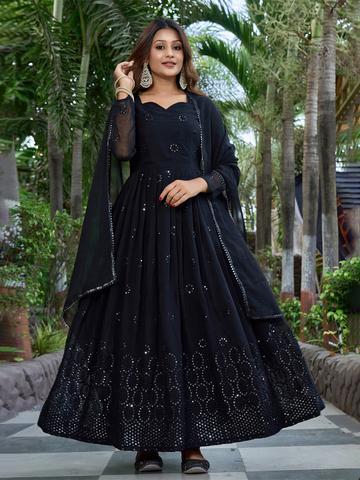 Moda Rapido Sequinned Embroidered Sweetheart Neck Georgette Anarkali Kurta