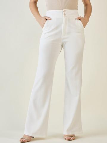 aayu Women High-Rise Flared Wrinkle Free Bootcut Trousers