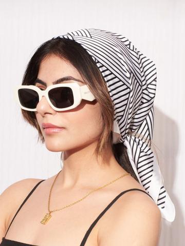 SALTY Women White Striped Head Scarf