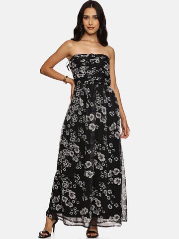 ISU Floral Printed Front Gathered Bandeau Maxi Dress